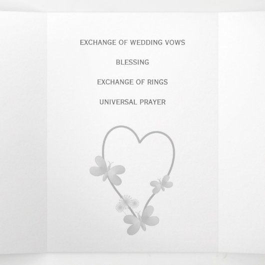 Trouwprogramma Zilveren Hart Vlinders Drieluik Programma (Binnenkant midden)