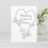 Trouwprogramma Zilveren Hart Vlinders Kaart (Staand voorkant)