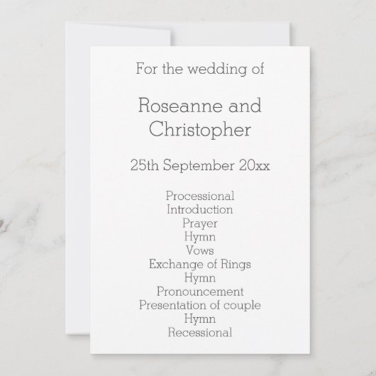 Trouwprogramma Zilveren Hart Vlinders Kaart (Achterkant)