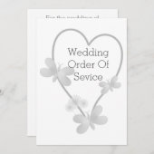 Trouwprogramma Zilveren Hart Vlinders Kaart (Voorkant / Achterkant)