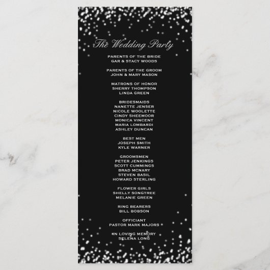 Trouwprogramma | Zwart met witte sterren Programmakaart (Achterkant)