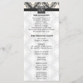 Trouwprogramma - Zwart-wit Damast Monogram Programmakaart (Achterkant)