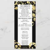 Trouwprogramma - Zwart Wit Goud Shimmer Bloemen Programmakaart (Achterkant)