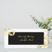 Trouwprogramma - Zwart Wit Goud Shimmer Bloemen Programmakaart (Staand voorkant)