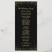 Trouwprogramma | Zwarte en gouden Confetti Programmakaart (Achterkant)