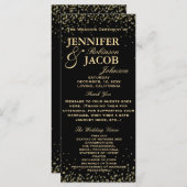 Trouwprogramma | Zwarte en gouden Confetti Programmakaart (Voorkant / Achterkant)