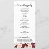 Trouwprogrammakaart in rustiek kalligrafieontwerp programmakaart (Achterkant)