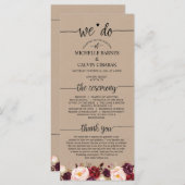 Trouwprogrammakaart in rustiek kalligrafieontwerp programmakaart (Voorkant / Achterkant)