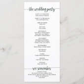 Trouwprogrammakaart in rustiek kalligrafieontwerp programmakaart (Achterkant)