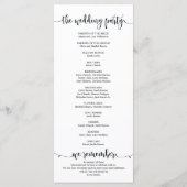 Trouwprogrammakaart in rustiek kalligrafiethema programmakaart (Achterkant)
