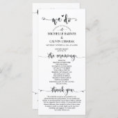 Trouwprogrammakaart in rustiek kalligrafiethema programmakaart (Voorkant / Achterkant)