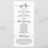 Trouwprogrammakaart in rustiek kalligrafiethema programmakaart (Voorkant)
