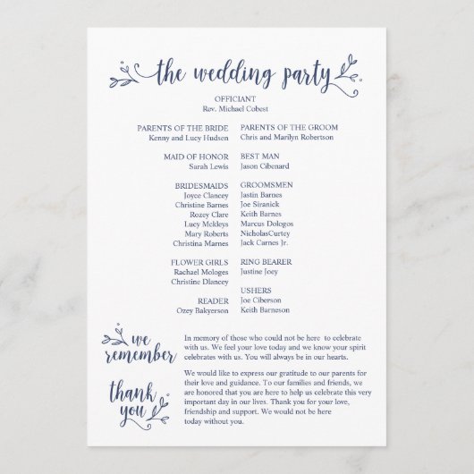 Trouwprogrammakaart rustiek thema TED418A_1 Programmakaart (Achterkant)