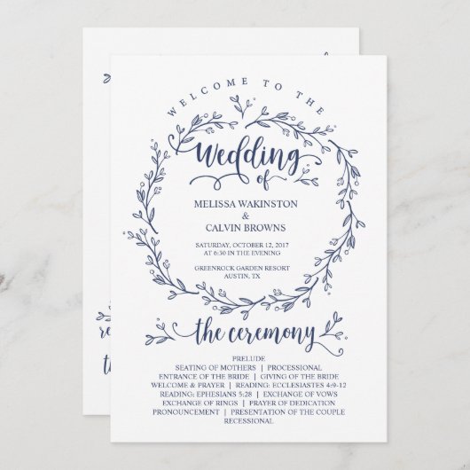 Trouwprogrammakaart rustiek thema TED418A_1 Programmakaart (Voorkant / Achterkant)