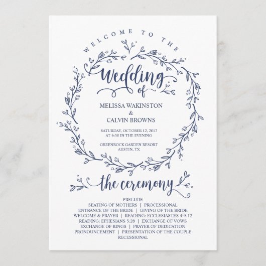 Trouwprogrammakaart rustiek thema TED418A_1 Programmakaart (Voorkant)