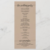 Trouwprogrammakaart rustieke kalligrafie ontwerp v programmakaart (Achterkant)