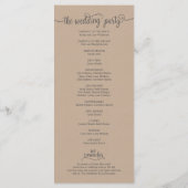 Trouwprogrammakaart rustieke kalligrafie ontwerp v programmakaart (Achterkant)