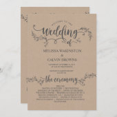 Trouwprogrammakaart rustieke kraft (5x7 inch) programmakaart (Voorkant / Achterkant)