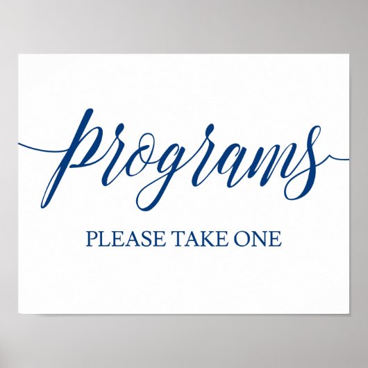 Trouwprogramma's Bord in marineblauwe kalligrafie Poster (Voorkant)