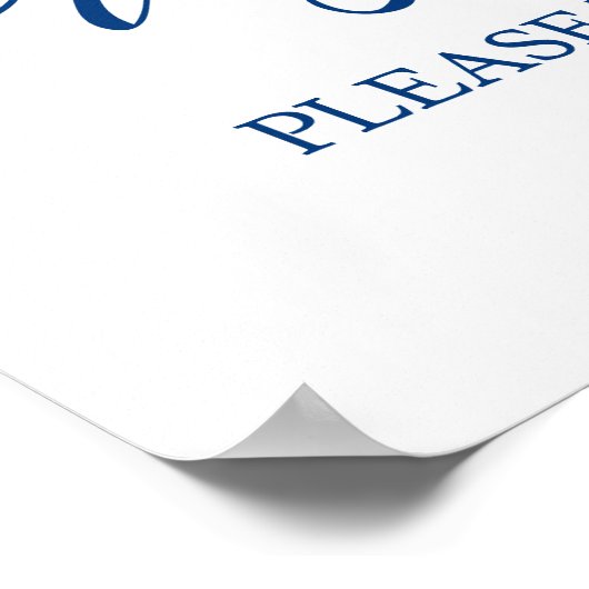 Trouwprogramma's Bord in Navyblauwe Calligrafie Poster (Hoek)