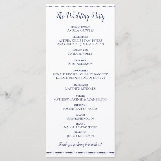 Trouwprogramma's - Elegant Navy Blue Vines Programmakaart (Achterkant)