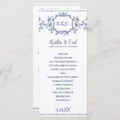 Trouwprogramma's - Elegant Navy Blue Vines Programmakaart (Voorkant / Achterkant)