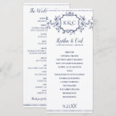 Trouwprogramma's - Elegante Navy Blauwe Wijnranken Programmakaart (Voorkant / Achterkant)