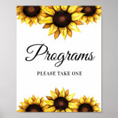 Trouwprogramma's Geel Wit Zonnebloem Poster (Voorkant)