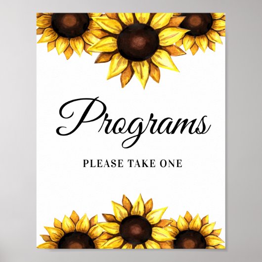 Trouwprogramma's Geel Wit Zonnebloem Poster (Voorkant)