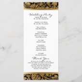 Trouwprogramma's | Golden Floral Damask op zwart Programmakaart (Achterkant)