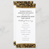 Trouwprogramma's | Golden Floral Damask op zwart Programmakaart (Voorkant / Achterkant)