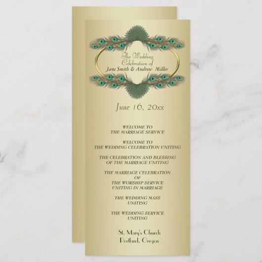 Trouwprogramma's - Goud Programmakaart (Voorkant / Achterkant)