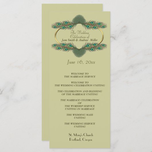 Trouwprogramma's - Groen & Goud Programmakaart (Voorkant / Achterkant)