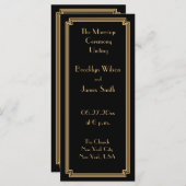 Trouwprogramma's in art deco-stijl met goud en zwa programmakaart (Voorkant / Achterkant)