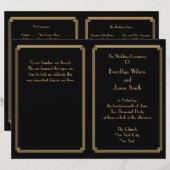 Trouwprogramma's in Art Deco-stijl met zwart en go (Voorkant / Achterkant)