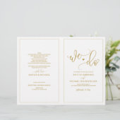 Trouwprogramma's Modern Stuitere Calligrafie Goud (Staand voorkant)