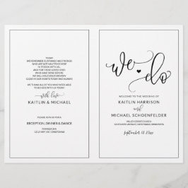 Trouwprogramma's Modern Stuitere Calligrafie Zwart
