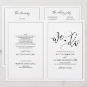 Trouwprogramma's Modern Stuitere Calligrafie Zwart (Voorkant / Achterkant)