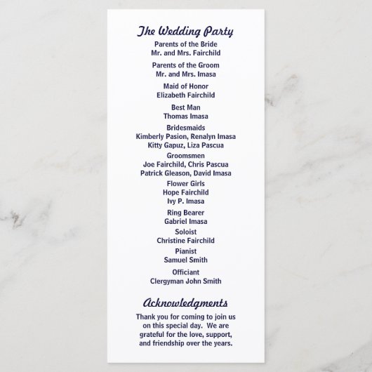 Trouwprogramma's van Chevron Programmakaart (Achterkant)