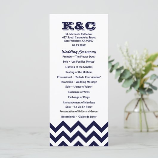 Trouwprogramma's van Chevron Programmakaart (Staand voorkant)