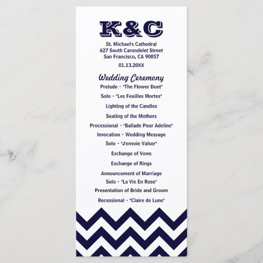 Trouwprogramma's van Chevron Programmakaart (Voorkant)