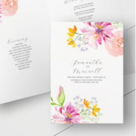 Trouwprogramma's Waterverf Bloemen Gevouwen Programma