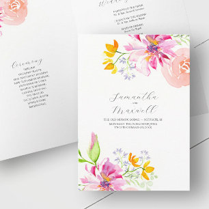 Trouwprogramma's Waterverf Bloemen Gevouwen Programma