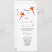 Trouwprogramma's Waterverf Rode Dragonfly Kaart (Voorkant / Achterkant)