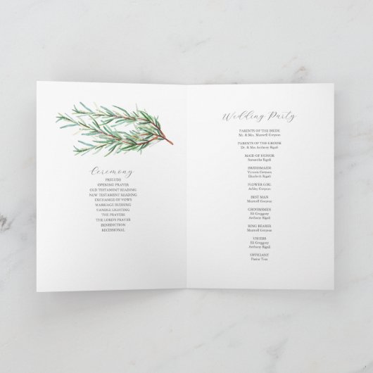 Trouwprogramma's Waterverf Rozemarijn Gevouwen Programma (Binnen)