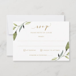 Trouwranken maaltijdkeuze & liedgroen goud RSVP kaartje