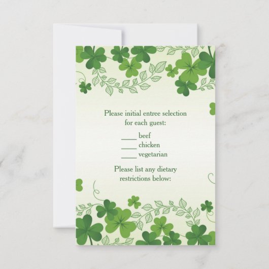 Trouwreactie Ierse Klaver Kaart (Achterkant)