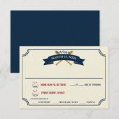 Trouwreactie in vintage honkbalstijl RSVP kaartje (Voorkant / Achterkant)