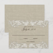 Trouwreactie met bloemmotief kantontwerp RSVP kaartje (Voorkant / Achterkant)