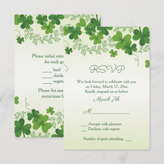 Trouwreactie met Ierse klaver Kaart (Voorkant / Achterkant)
